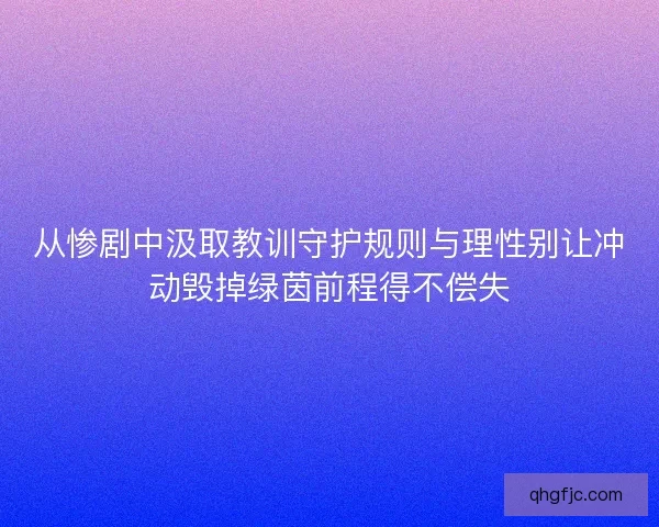 从惨剧中汲取教训守护规则与理性别让冲动毁掉绿茵前程得不偿失