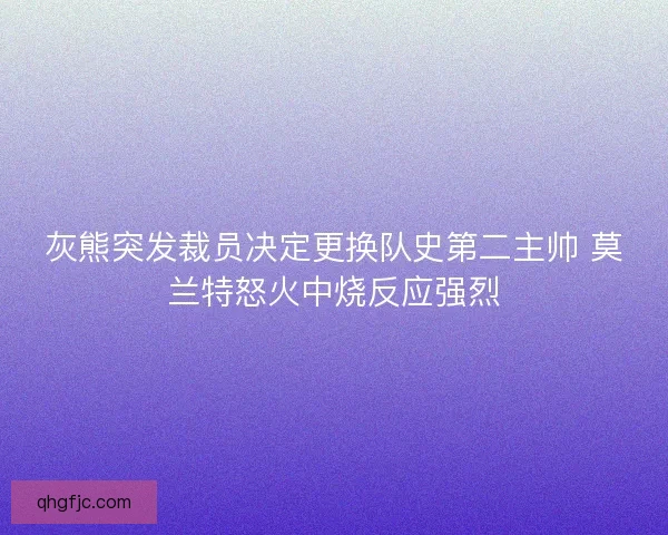 灰熊突发裁员决定更换队史第二主帅 莫兰特怒火中烧反应强烈