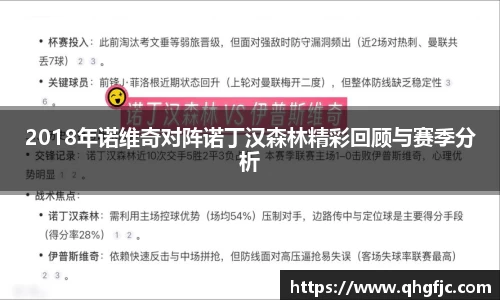 2018年诺维奇对阵诺丁汉森林精彩回顾与赛季分析